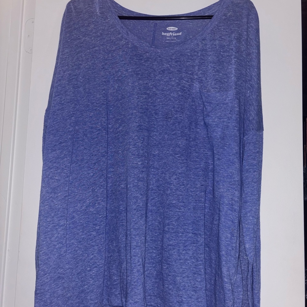 Old Navy Heathered Blue Boyfriend Tee
